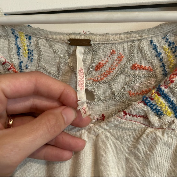 Free People cropped blouse top embroidered XS - Picture 5 of 6